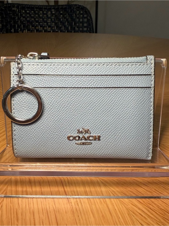 Coach Accessories - COACH Light Blue Leather Mini Skinny ID Case Key Case